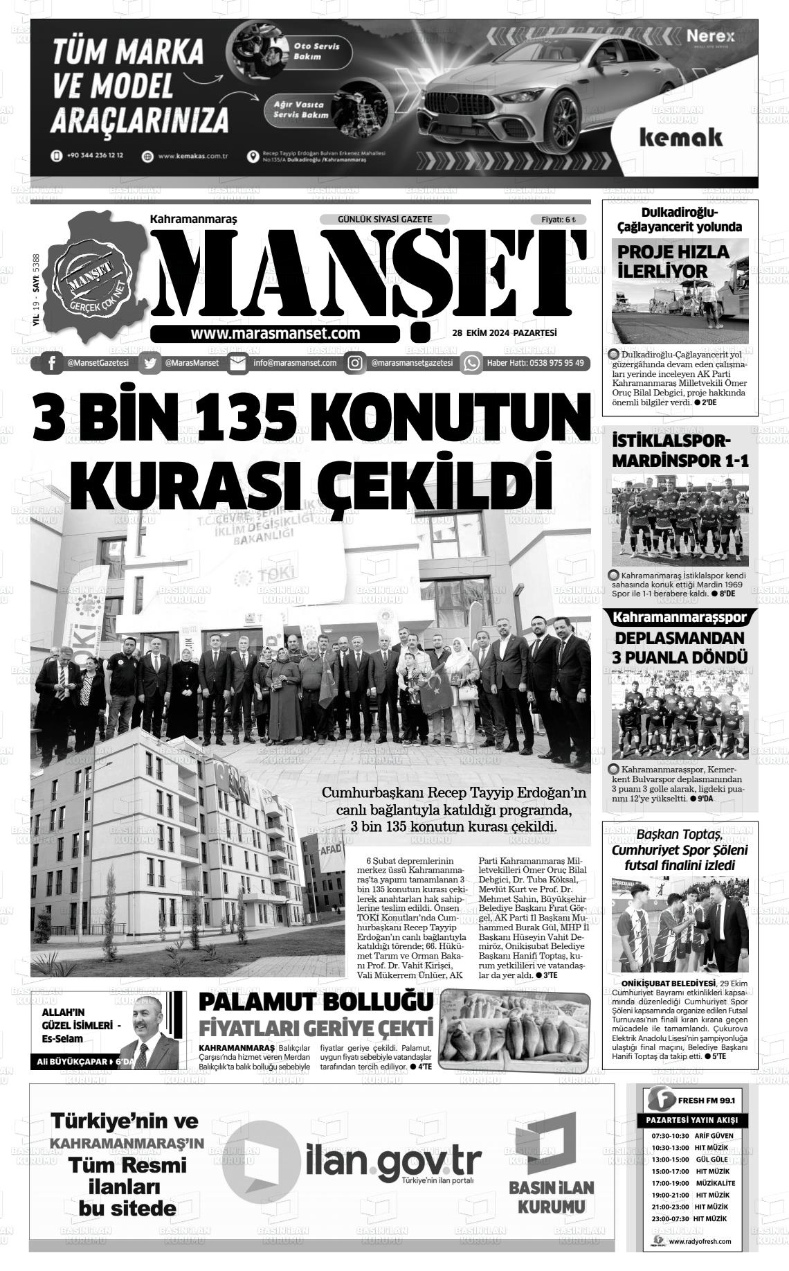 28 Ekim 2024 Manşet Gazete Manşeti