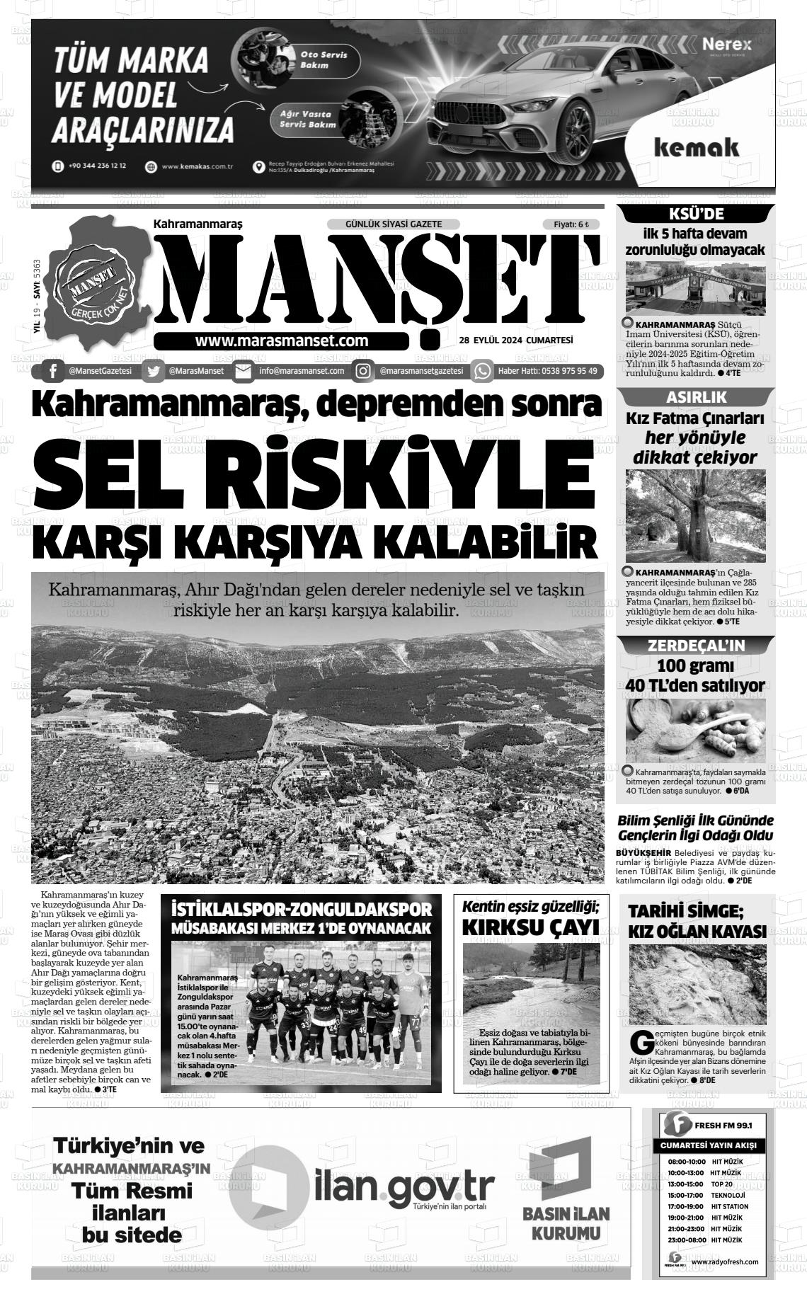 28 Eylül 2024 Manşet Gazete Manşeti