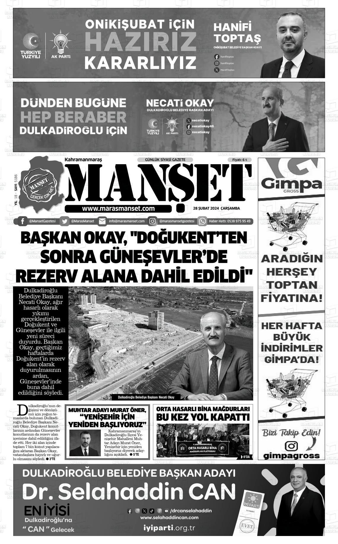 28 Şubat 2024 Manşet Gazete Manşeti