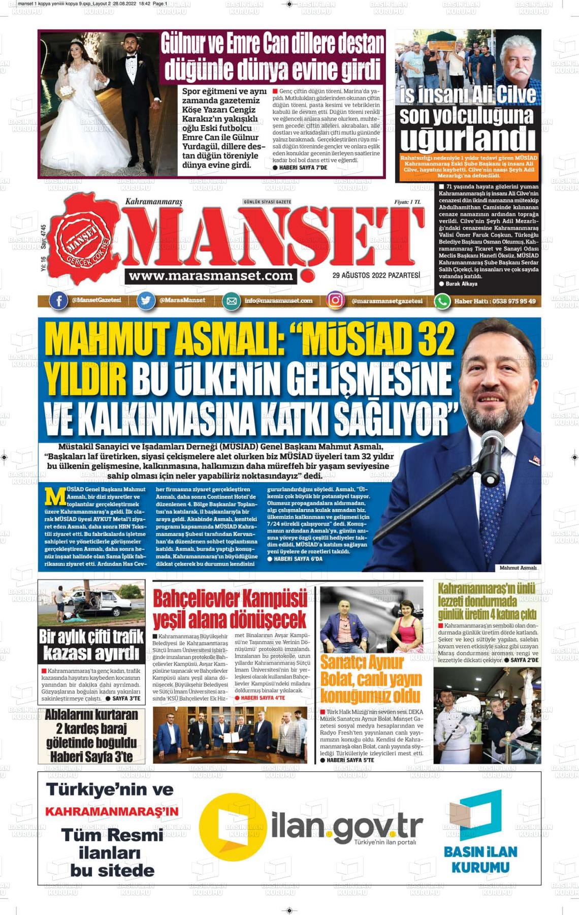 29 Ağustos 2022 Manşet Gazete Manşeti