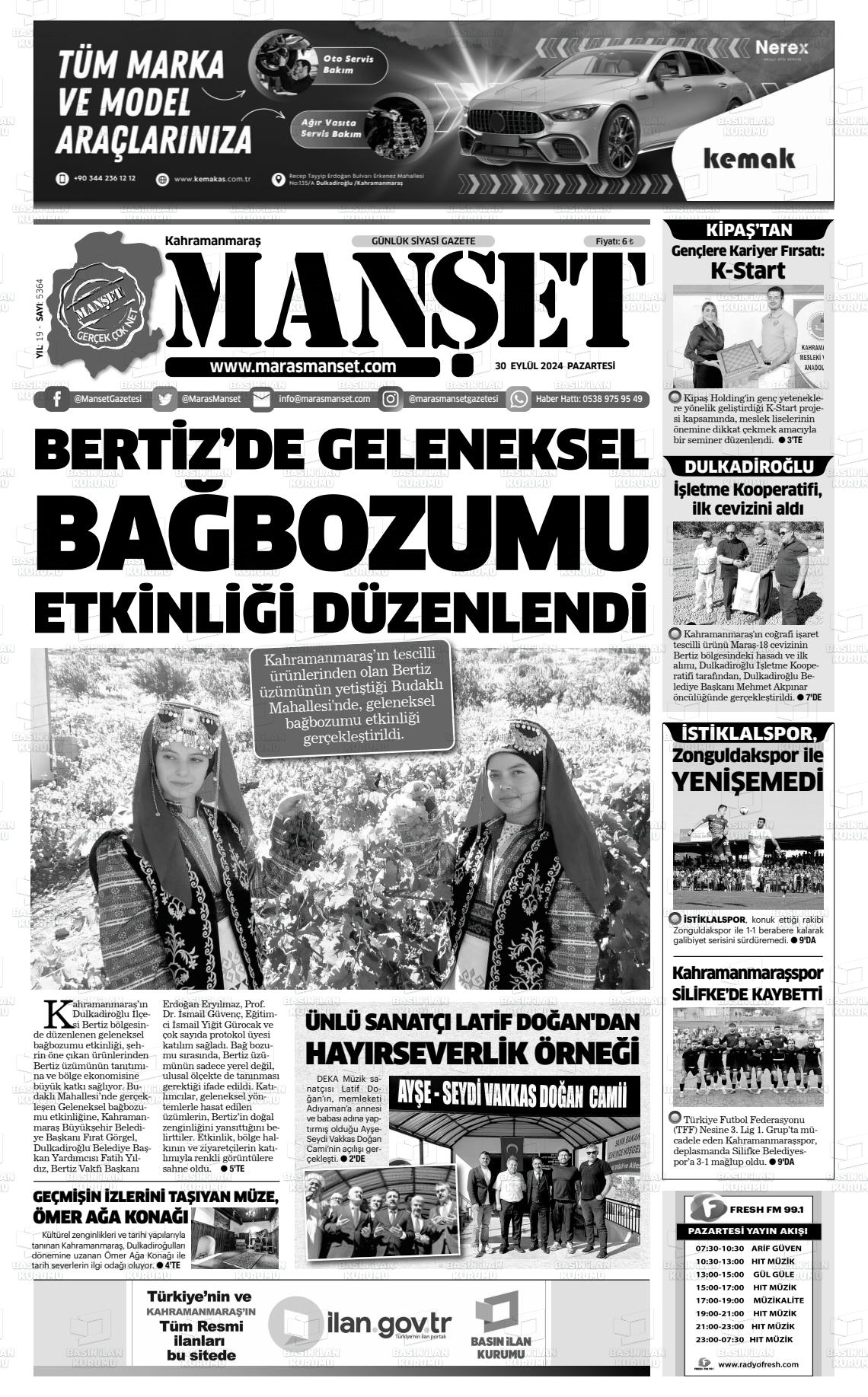 30 Eylül 2024 Manşet Gazete Manşeti