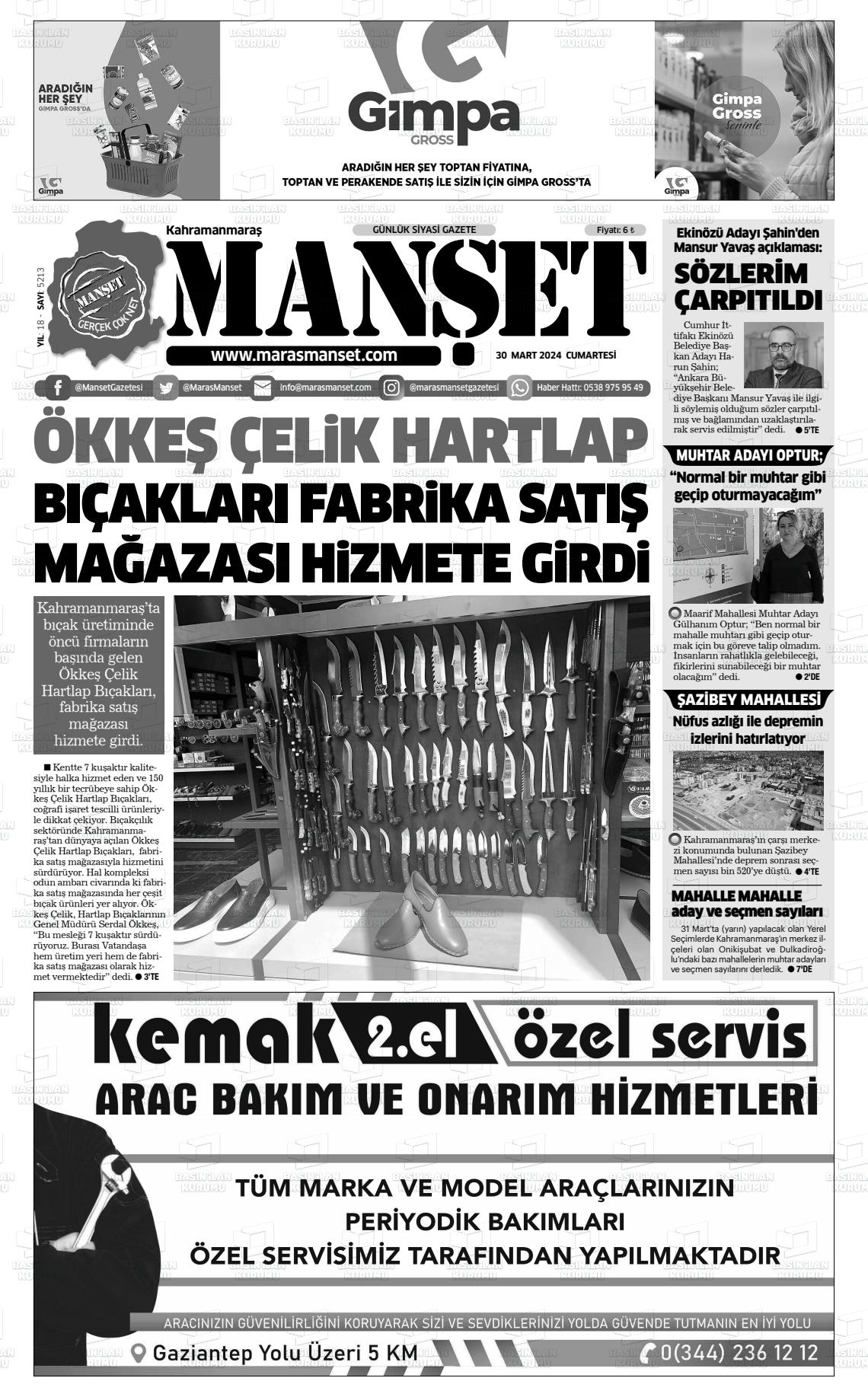 30 Mart 2024 Manşet Gazete Manşeti