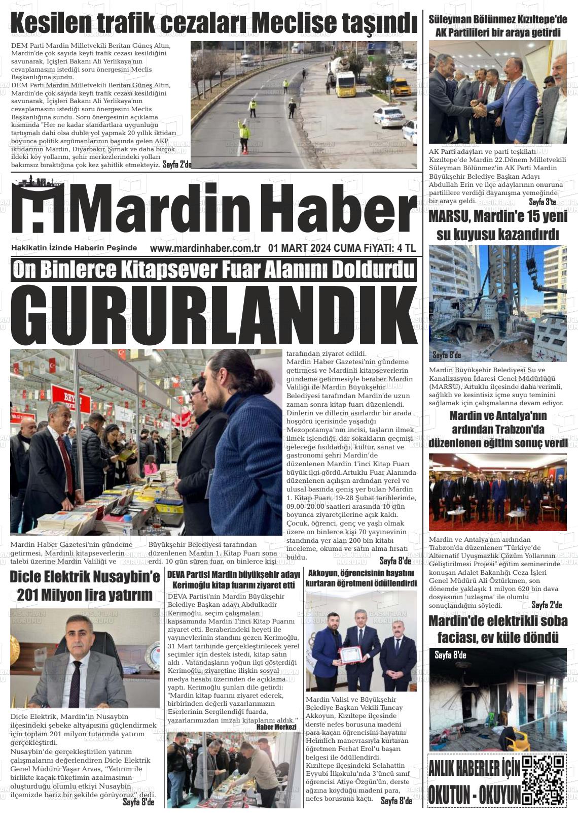 01 Mart 2024 Mardin Haber Gazete Manşeti