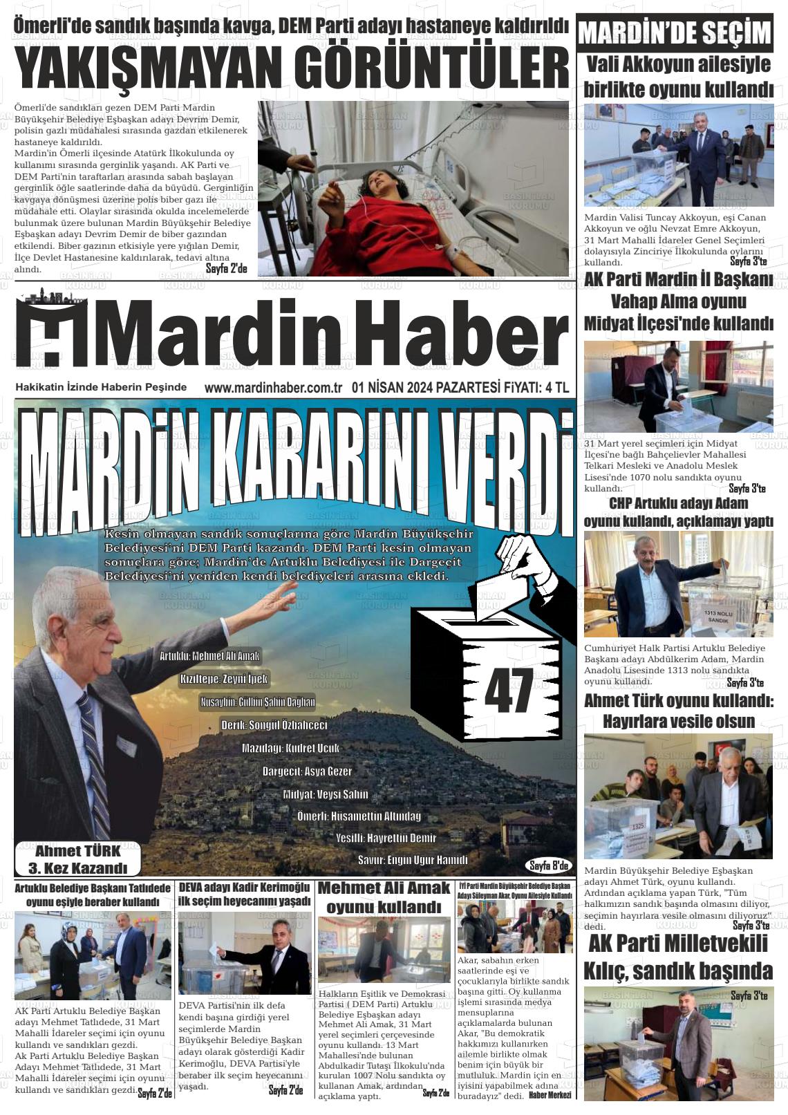 01 Nisan 2024 Mardin Haber Gazete Manşeti