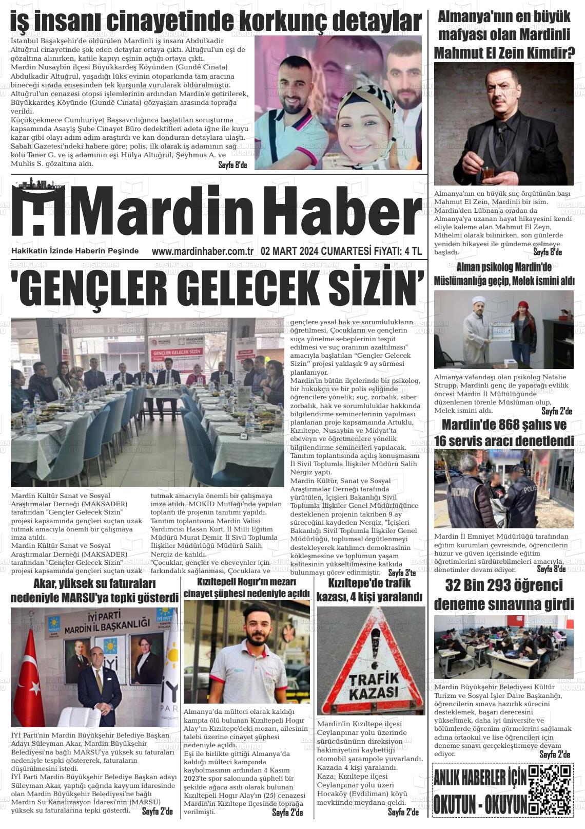 02 Mart 2024 Mardin Haber Gazete Manşeti