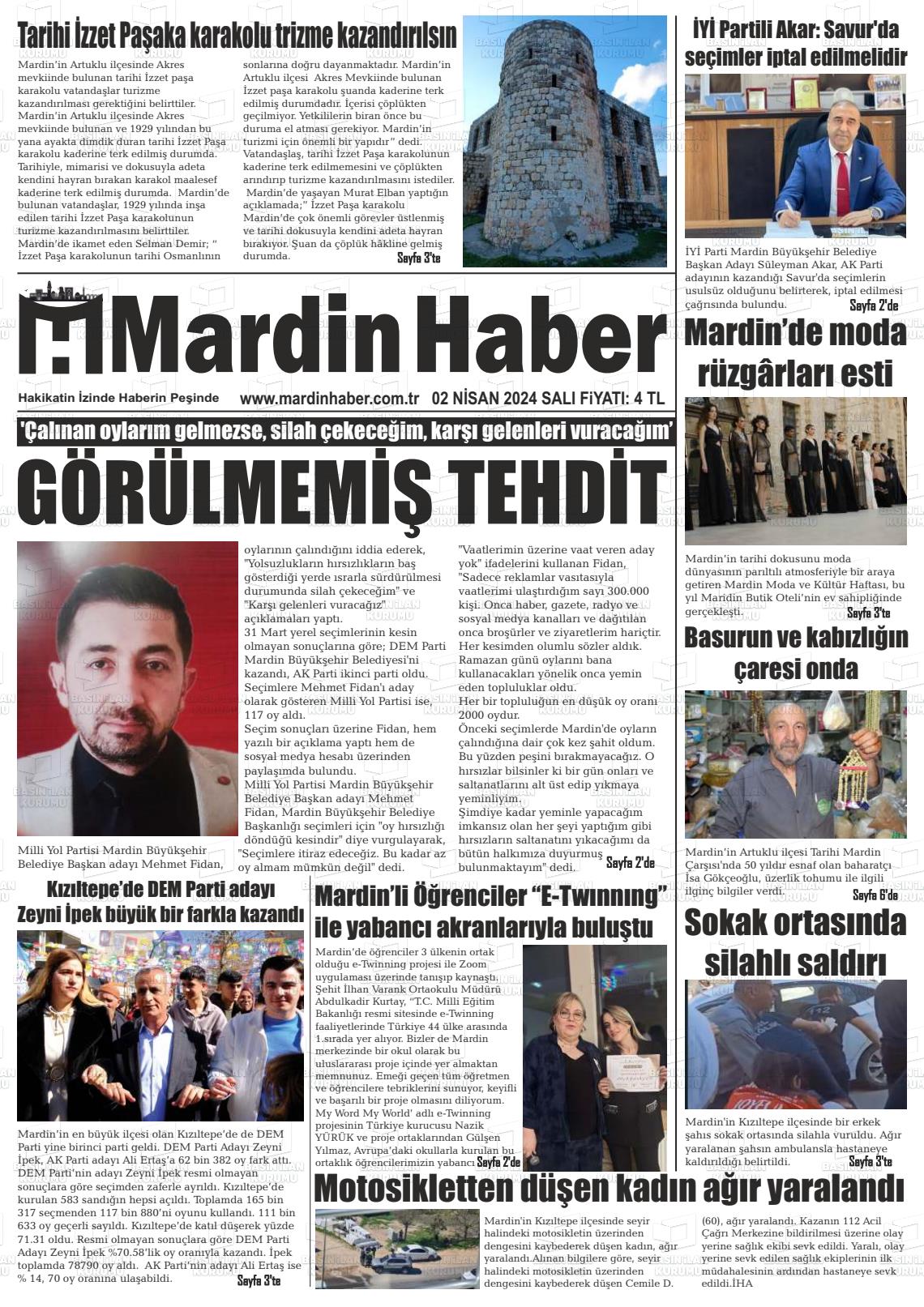 02 Nisan 2024 Mardin Haber Gazete Manşeti