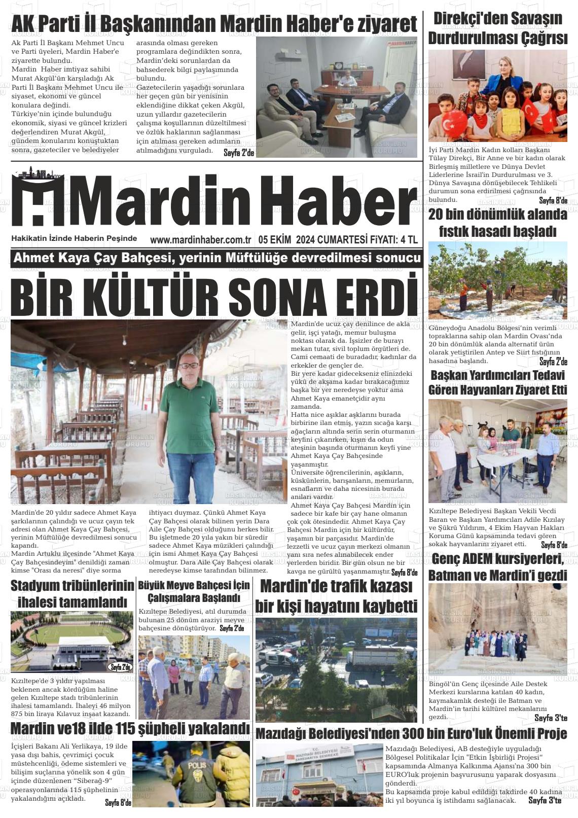 05 Ekim 2024 Mardin Haber Gazete Manşeti