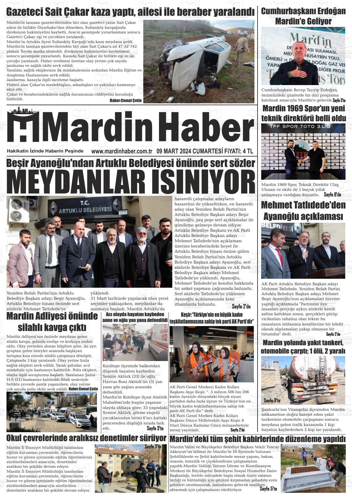 09 Mart 2024 Mardin Haber Gazete Manşeti