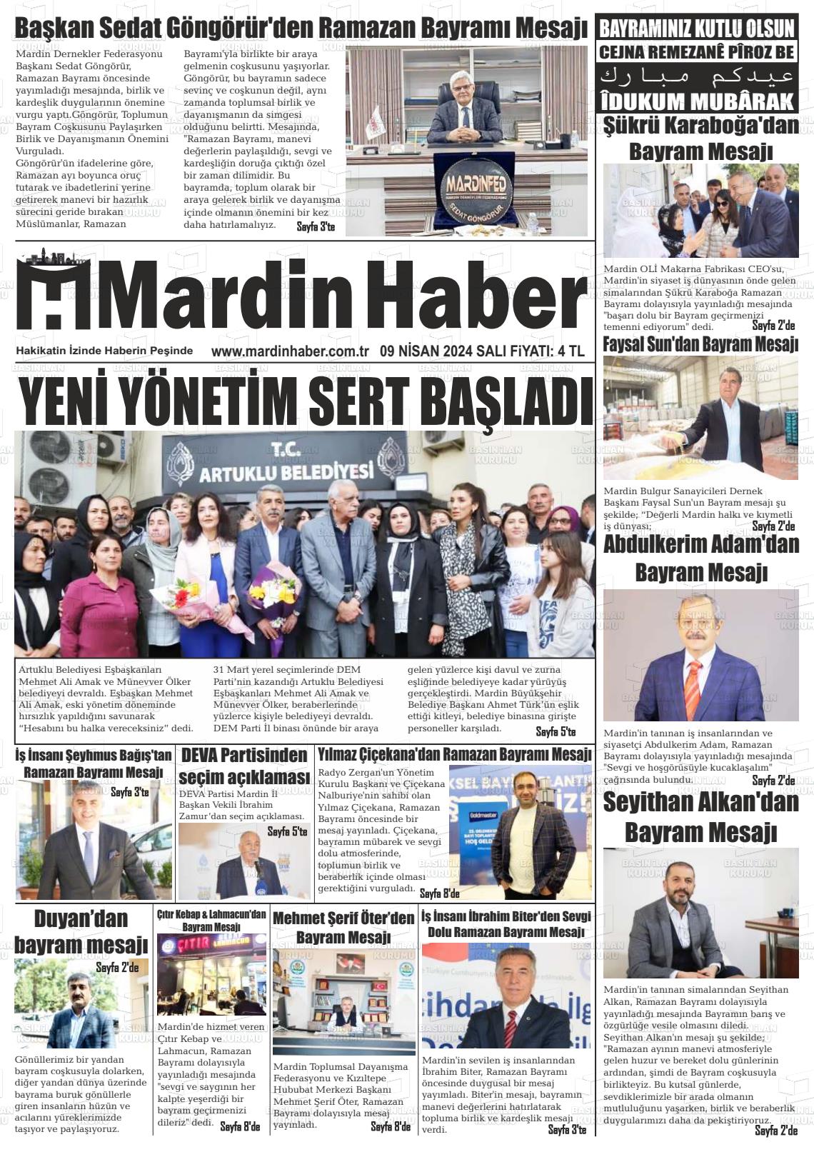 09 Nisan 2024 Mardin Haber Gazete Manşeti