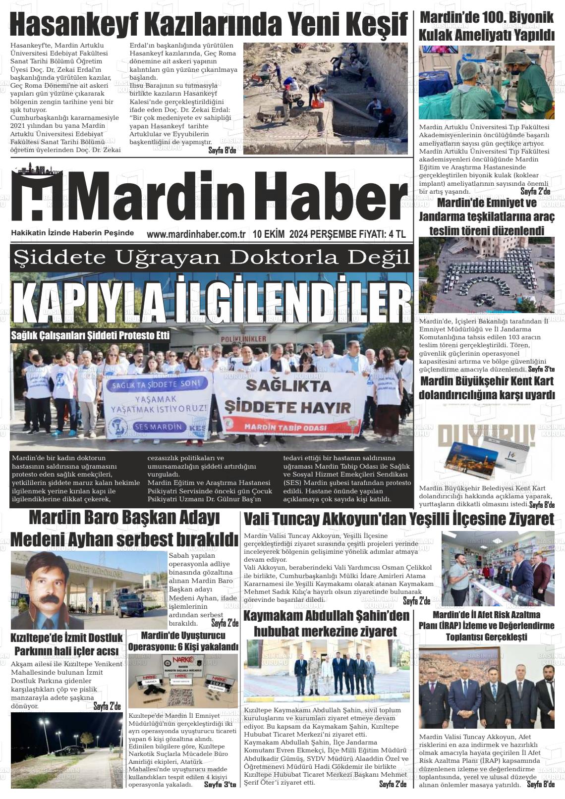 10 Ekim 2024 Mardin Haber Gazete Manşeti