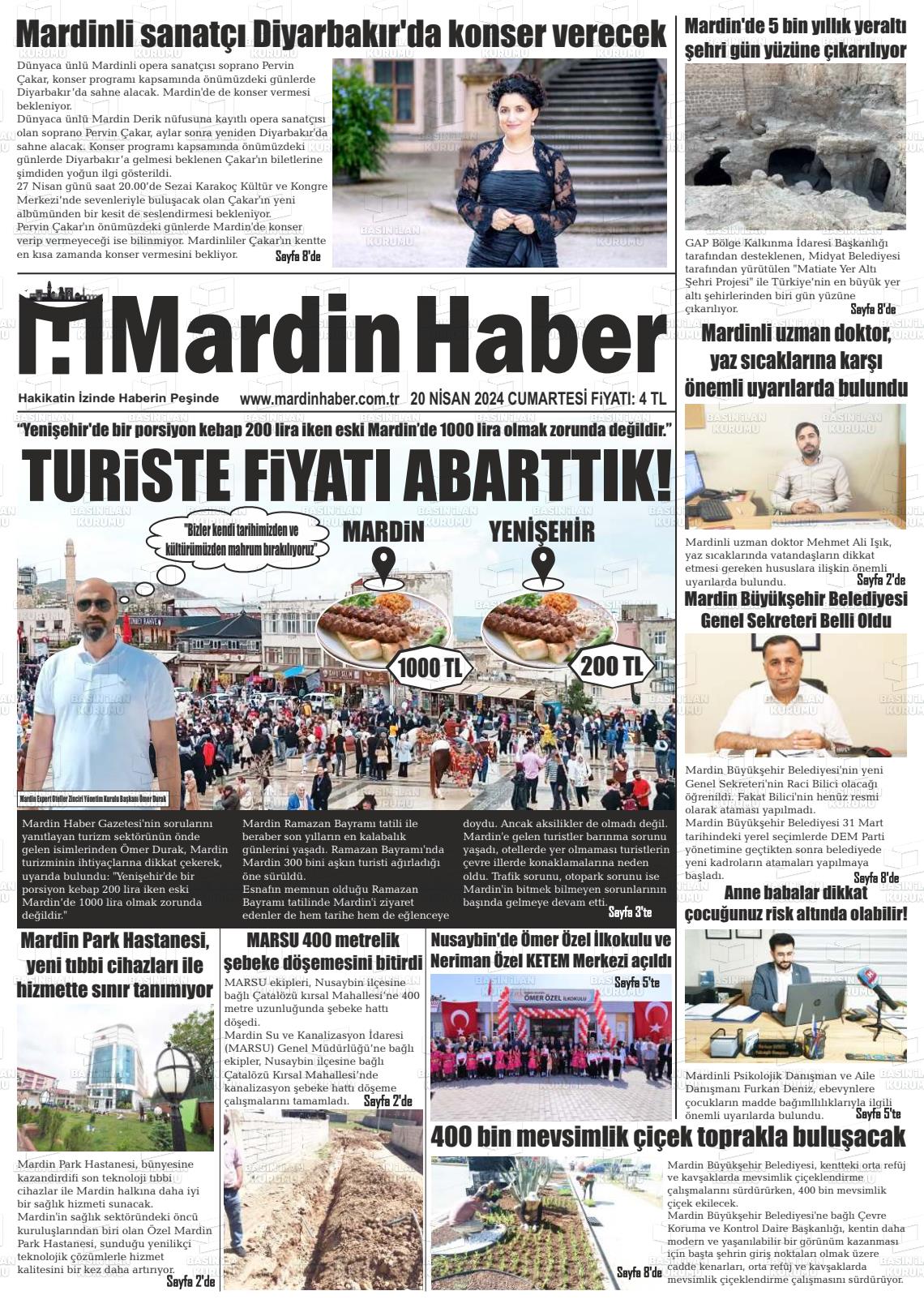 20 Nisan 2024 Mardin Haber Gazete Manşeti