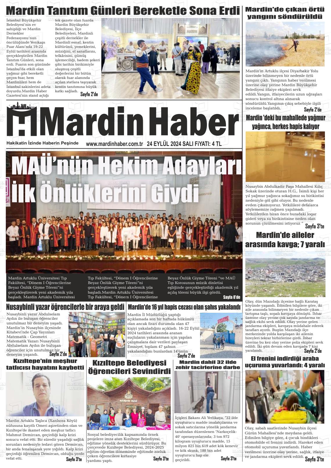 25 Eylül 2024 Mardin Haber Gazete Manşeti