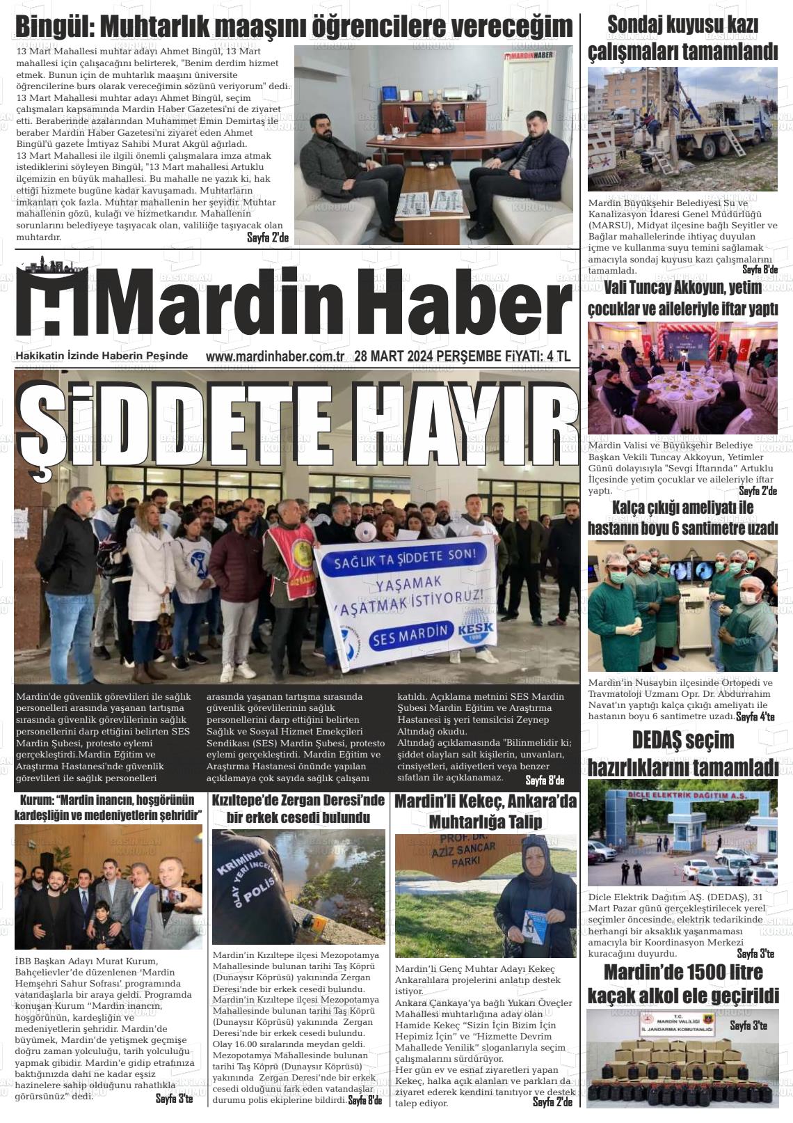 28 Mart 2024 Mardin Haber Gazete Manşeti