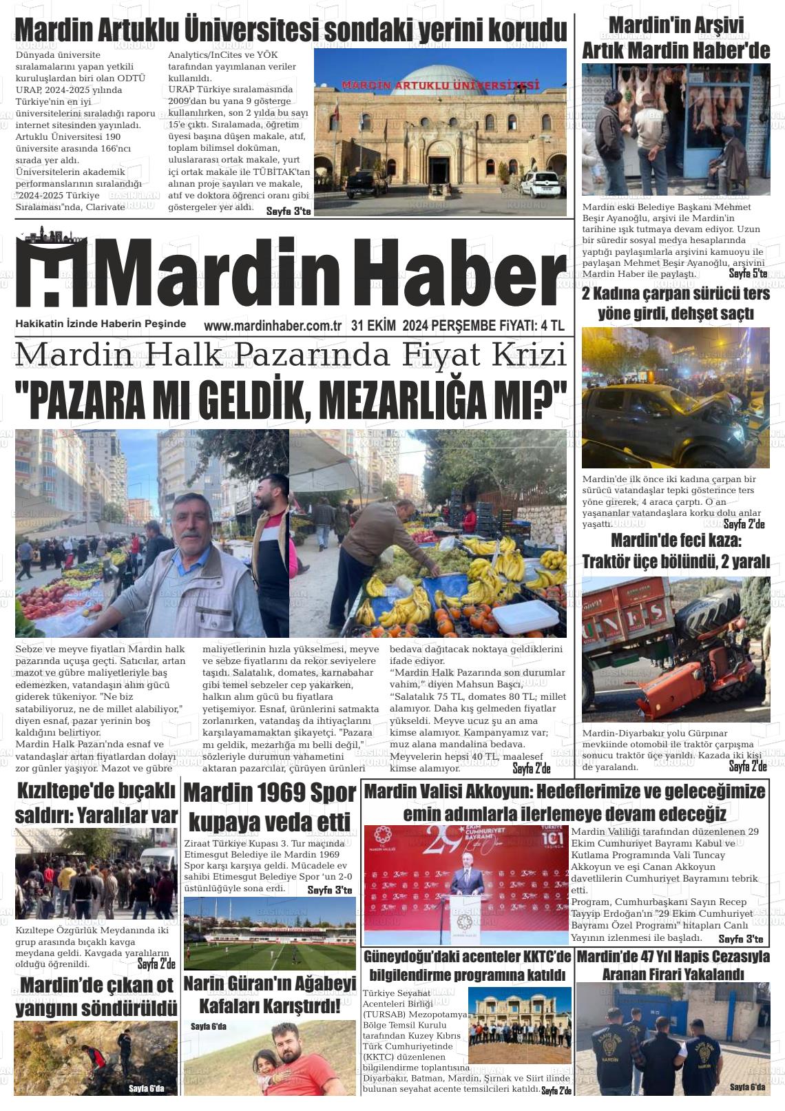 31 Ekim 2024 Mardin Haber Gazete Manşeti