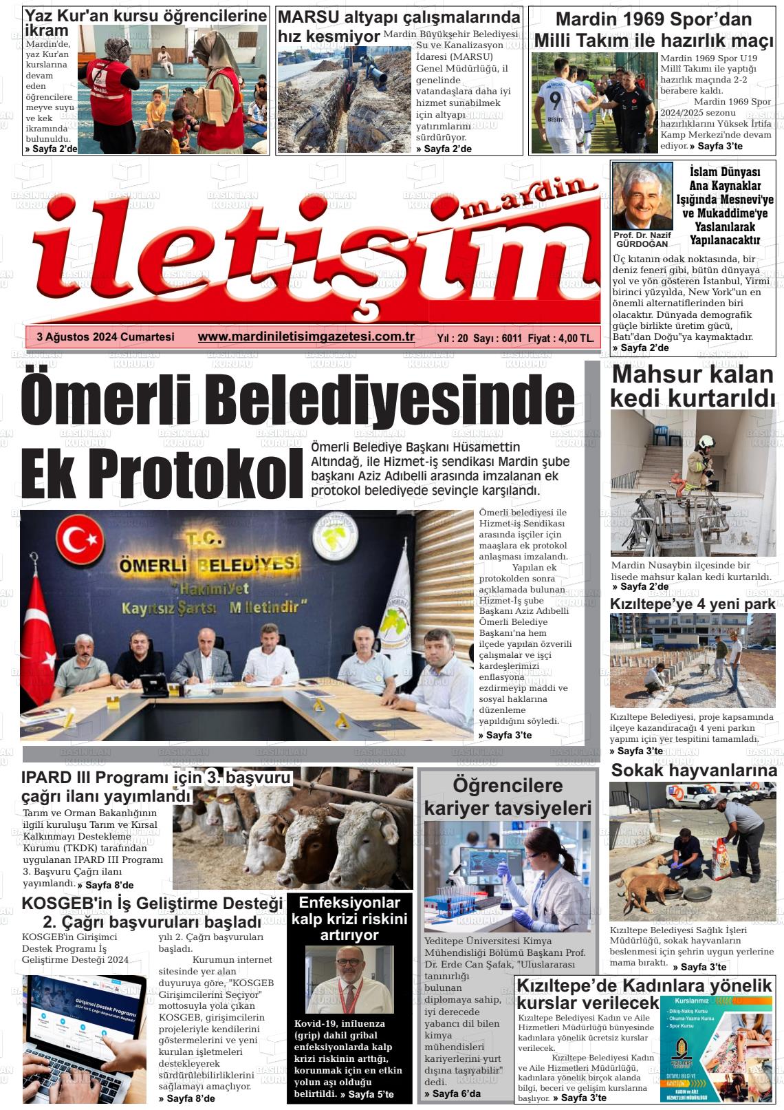 03 Ağustos 2024 Mardin İletişim Gazete Manşeti