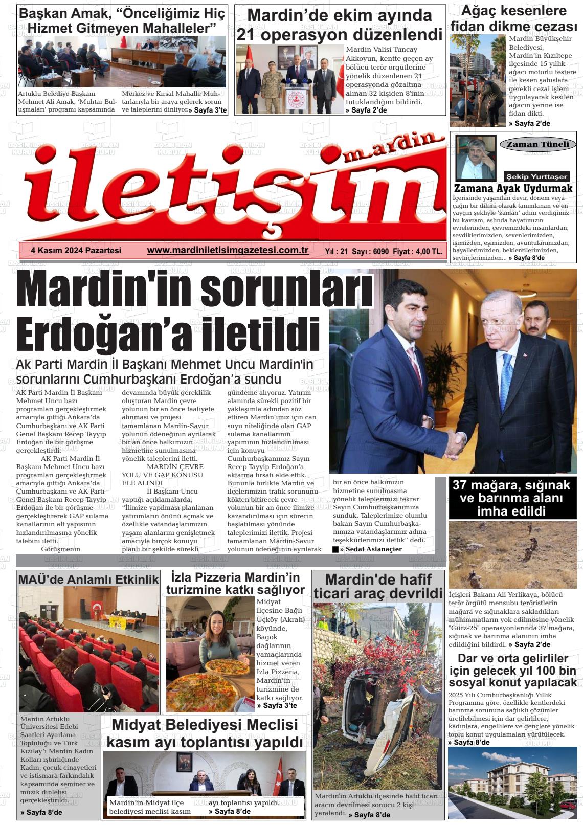 04 Kasım 2024 Mardin İletişim Gazete Manşeti