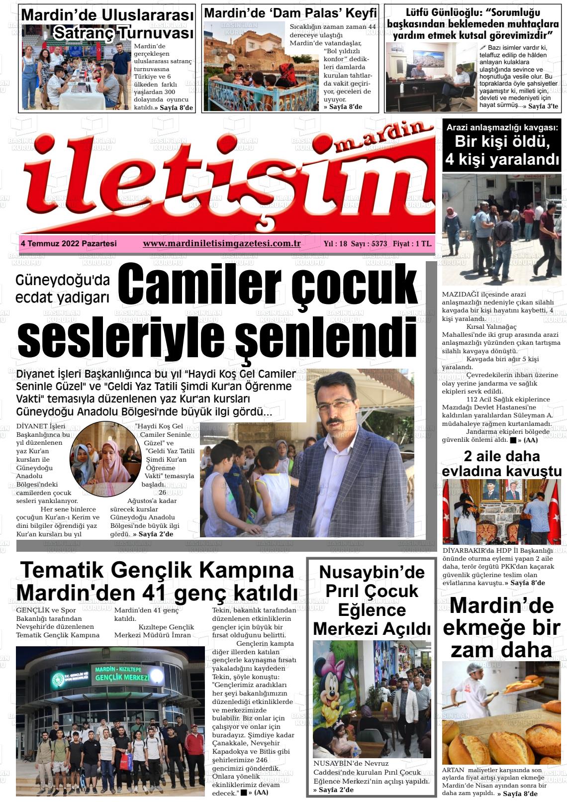 04 Temmuz 2022 Mardin İletişim Gazete Manşeti