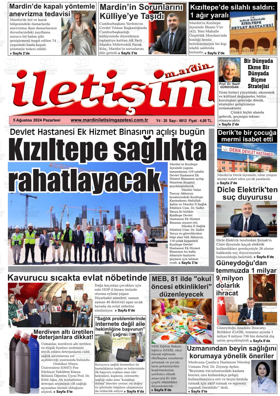 05 Ağustos 2024 Mardin İletişim Gazete Manşeti