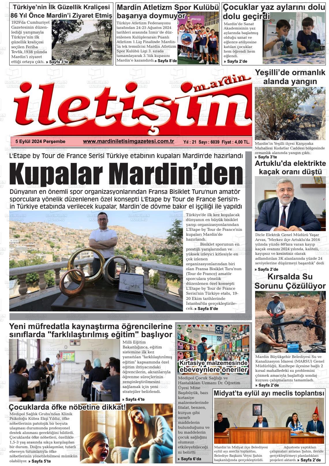 05 Eylül 2024 Mardin İletişim Gazete Manşeti