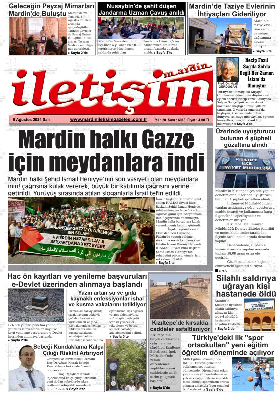 06 Ağustos 2024 Mardin İletişim Gazete Manşeti