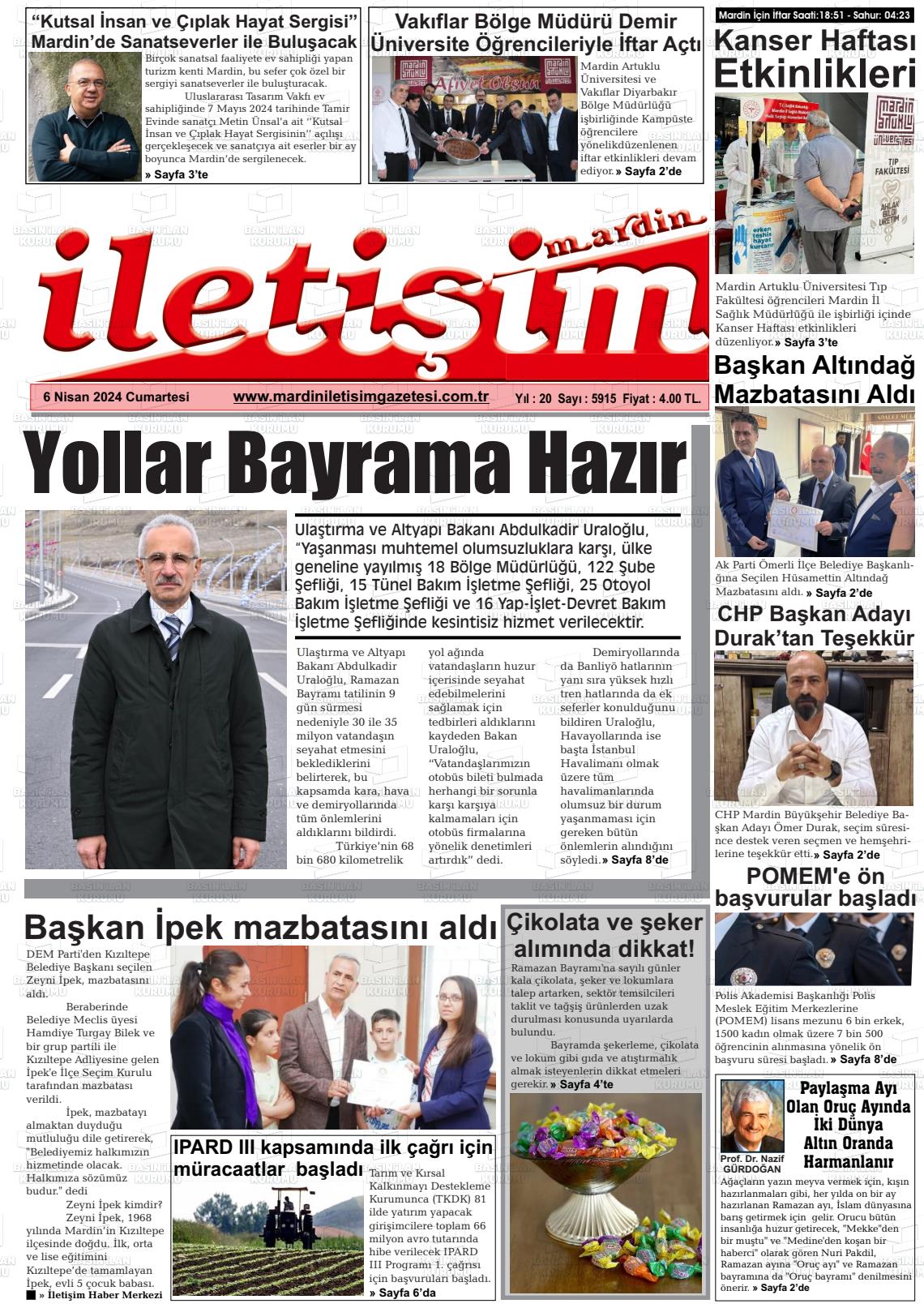 06 Nisan 2024 Mardin İletişim Gazete Manşeti