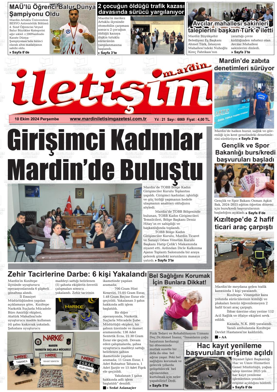 10 Ekim 2024 Mardin İletişim Gazete Manşeti