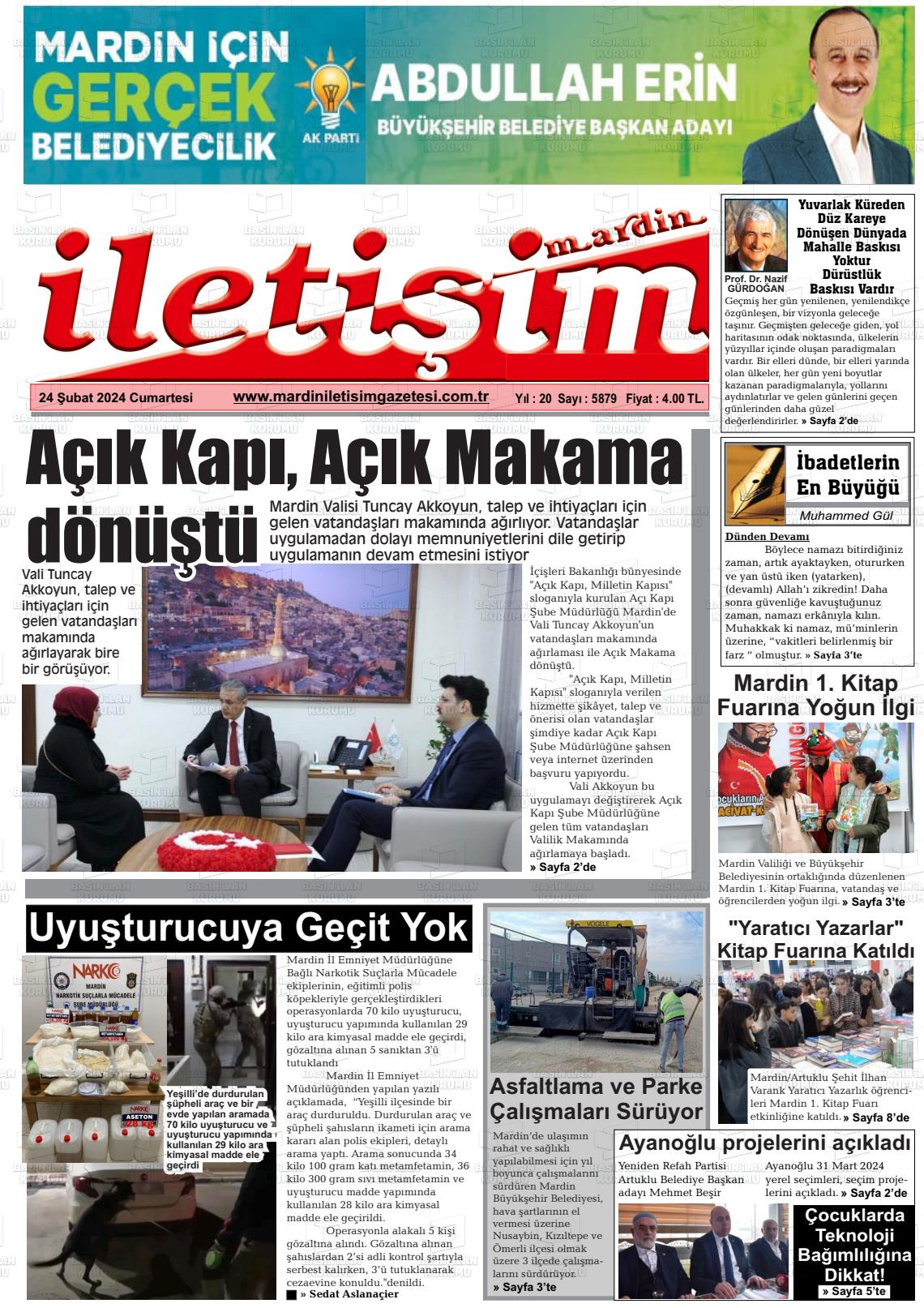 24 Şubat 2024 Mardin İletişim Gazete Manşeti