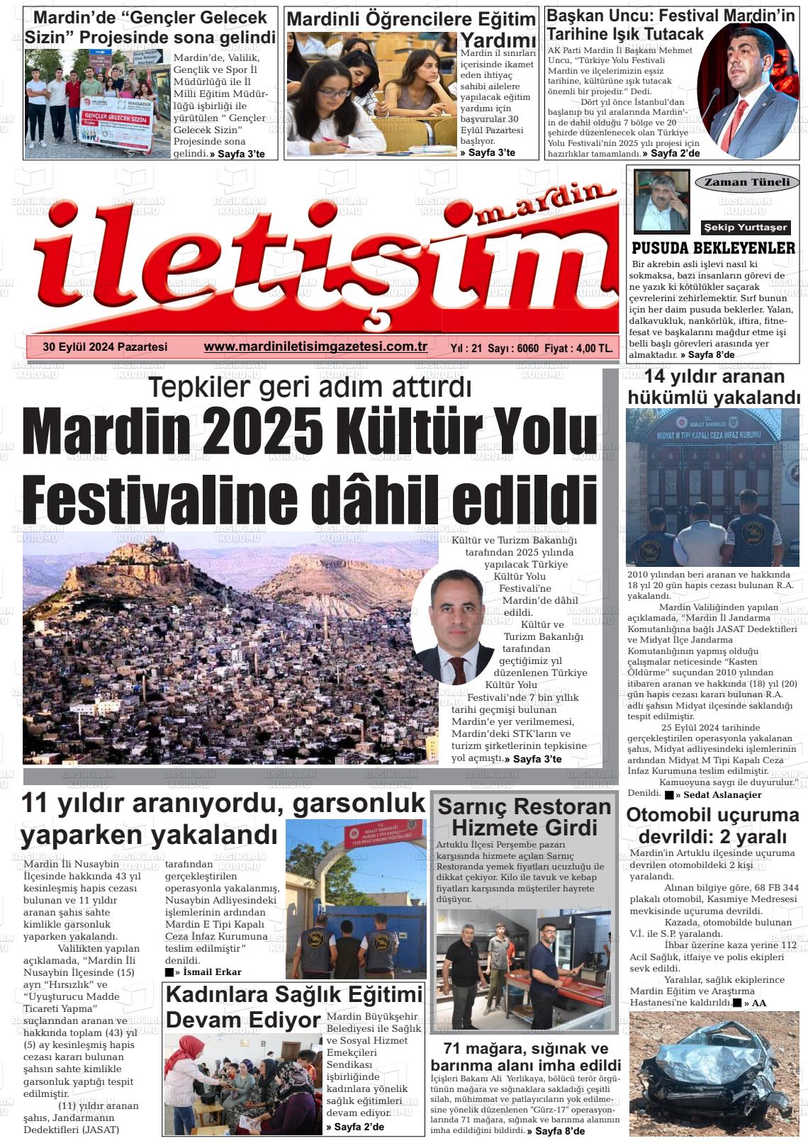 30 Eylül 2024 Mardin İletişim Gazete Manşeti