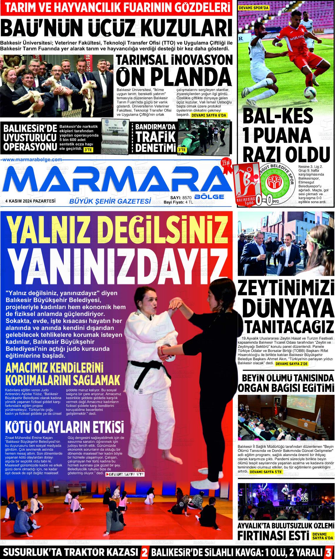 04 Kasım 2024 Marmara Bölge Gazete Manşeti