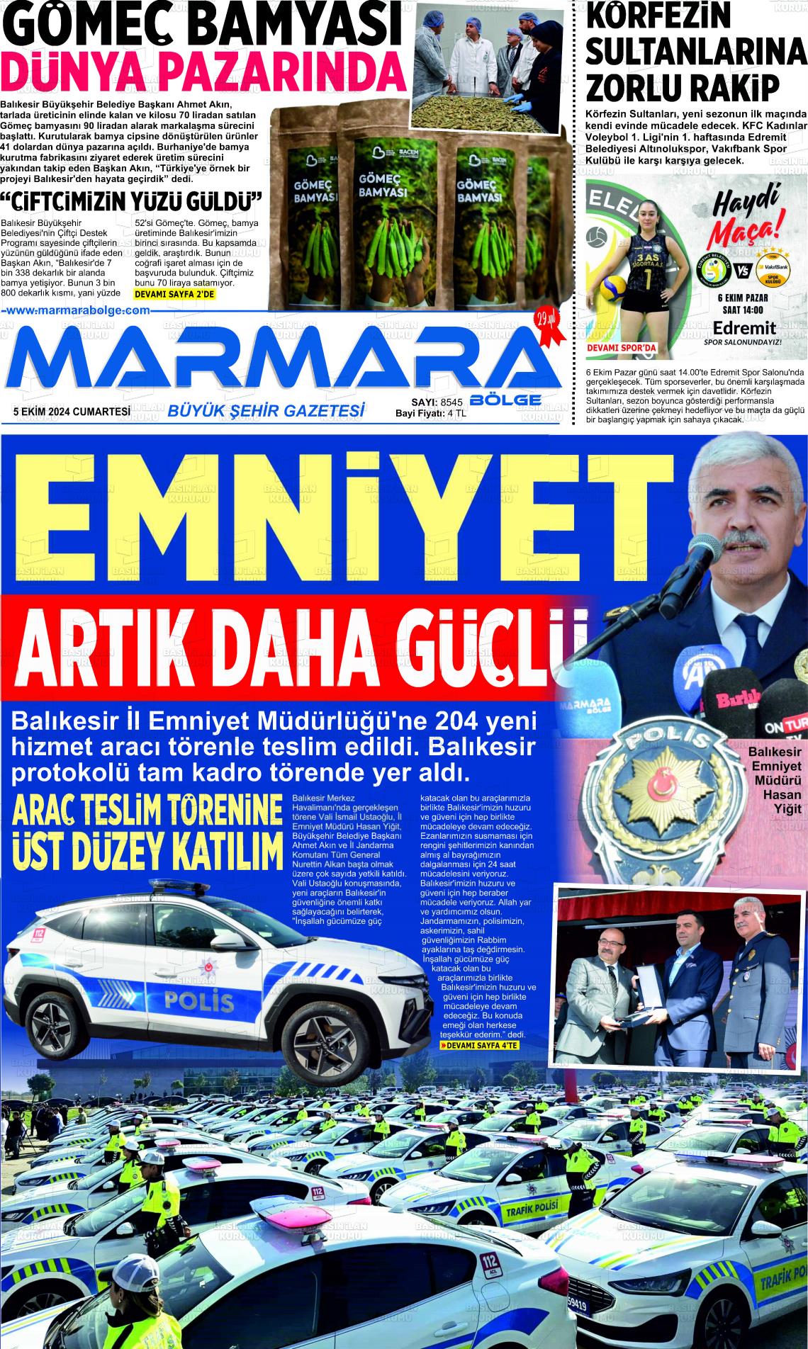 05 Ekim 2024 Marmara Bölge Gazete Manşeti