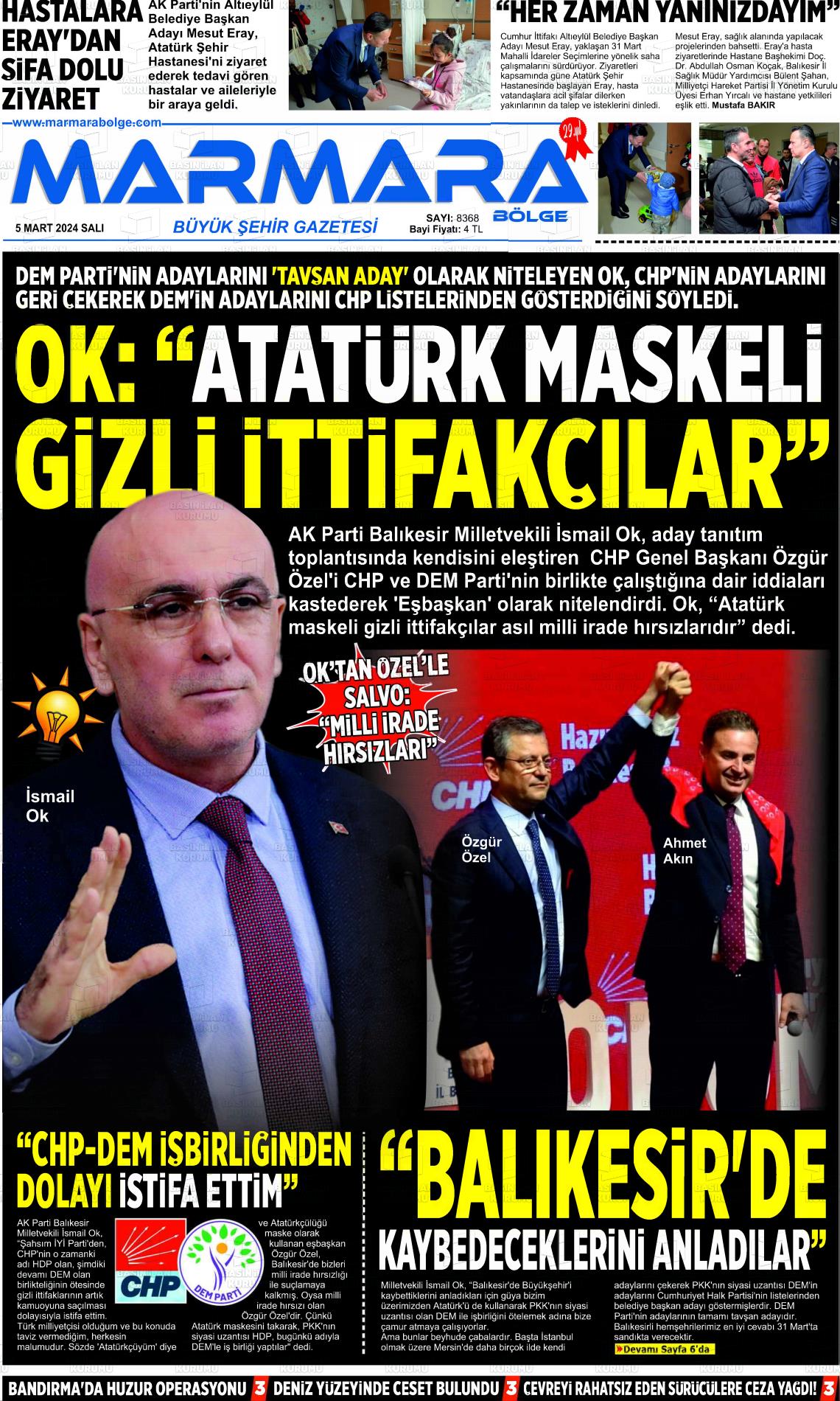 06 Mart 2024 Marmara Bölge Gazete Manşeti