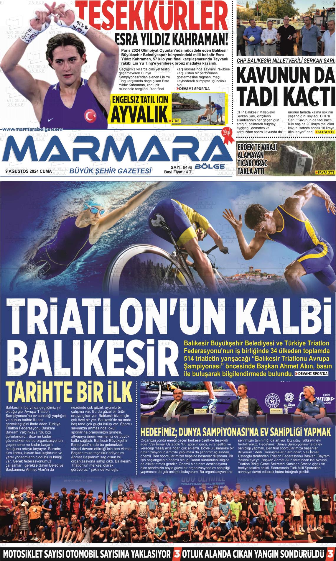 09 Ağustos 2024 Marmara Bölge Gazete Manşeti