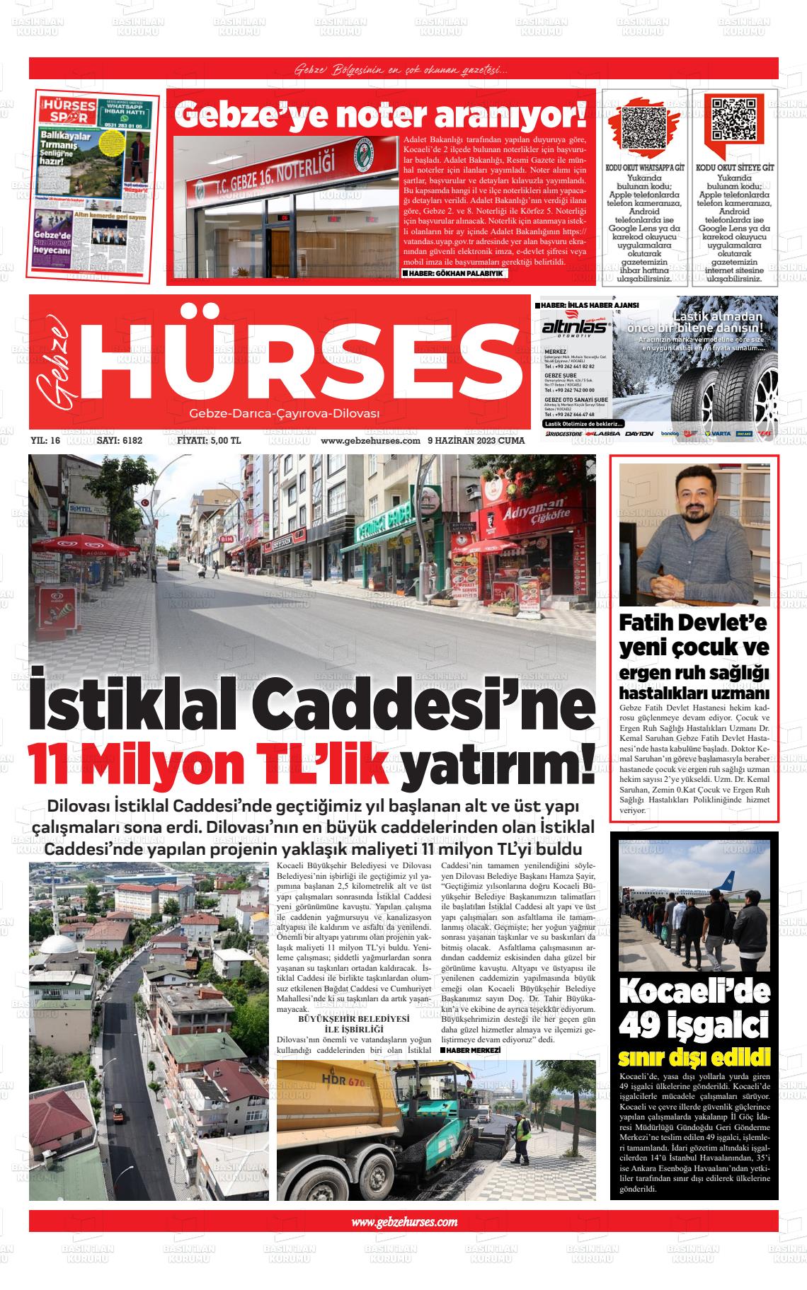 11 Haziran 2023 Marmara  Gebze Gazete Manşeti