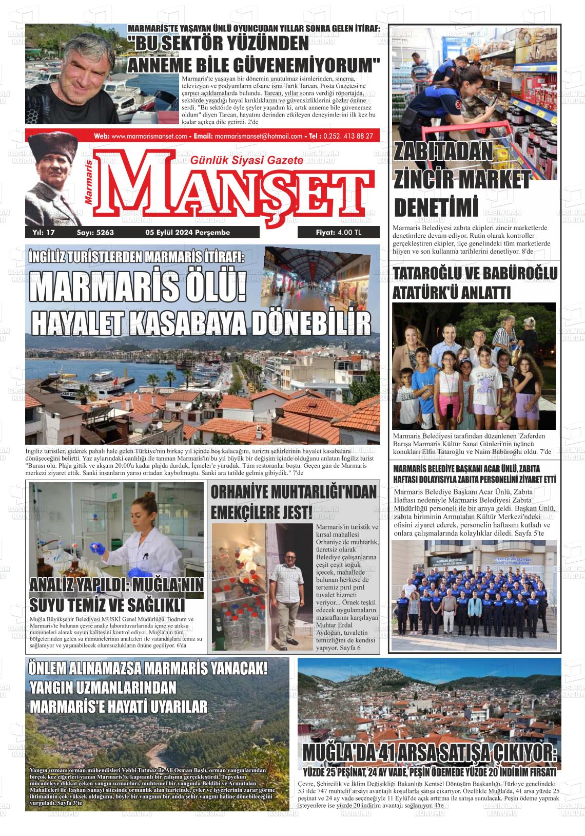 05 Eylül 2024 Marmaris Manşet Gazete Manşeti