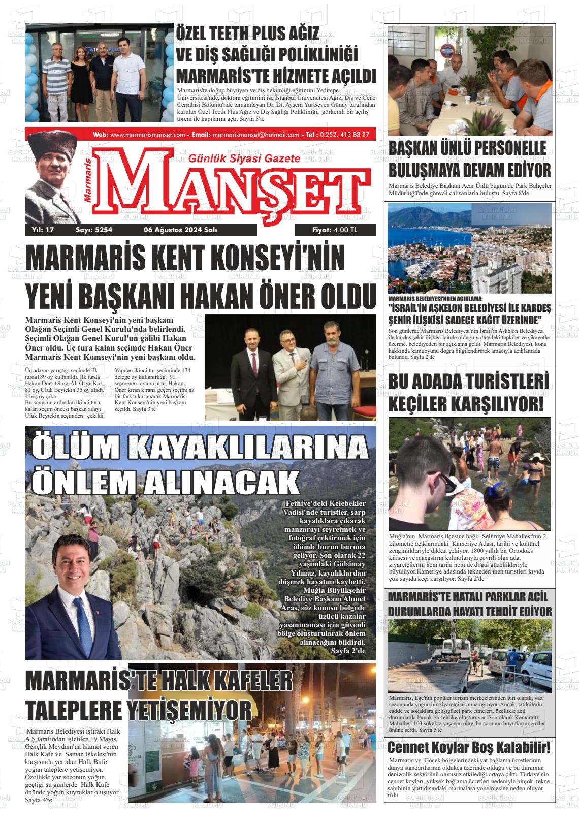 06 Ağustos 2024 Marmaris Manşet Gazete Manşeti