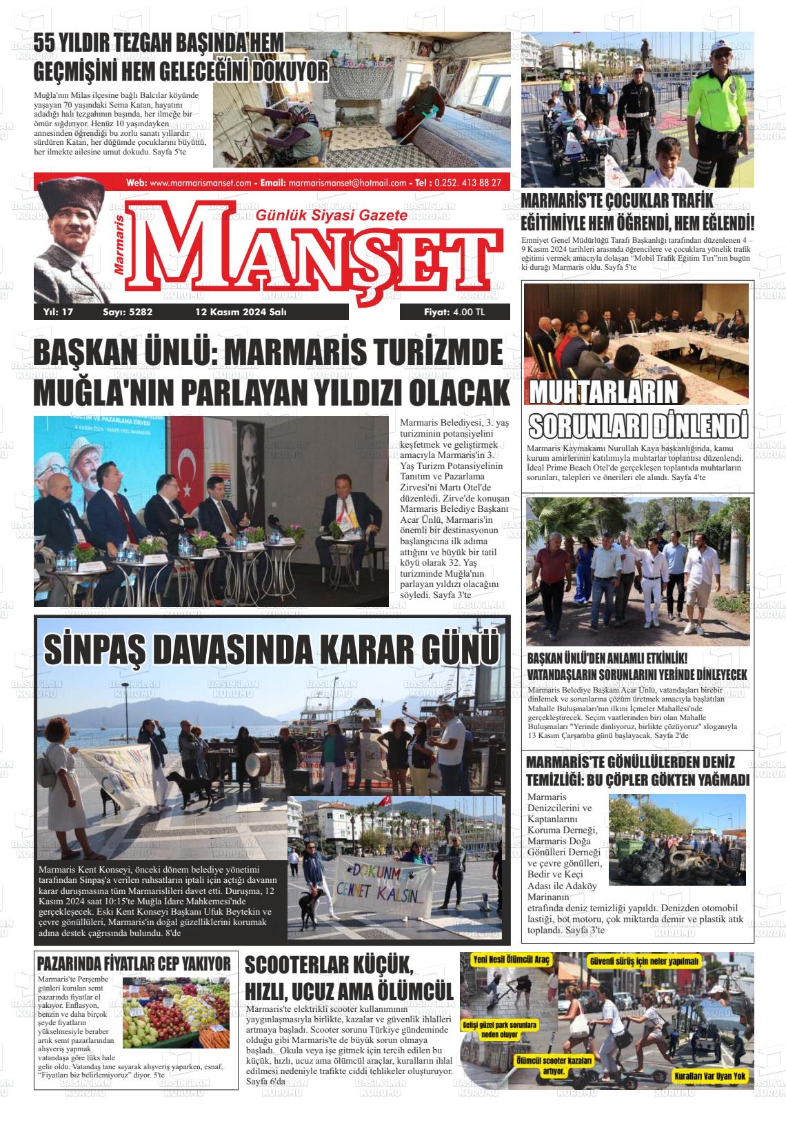 12 Kasım 2024 Marmaris Manşet Gazete Manşeti