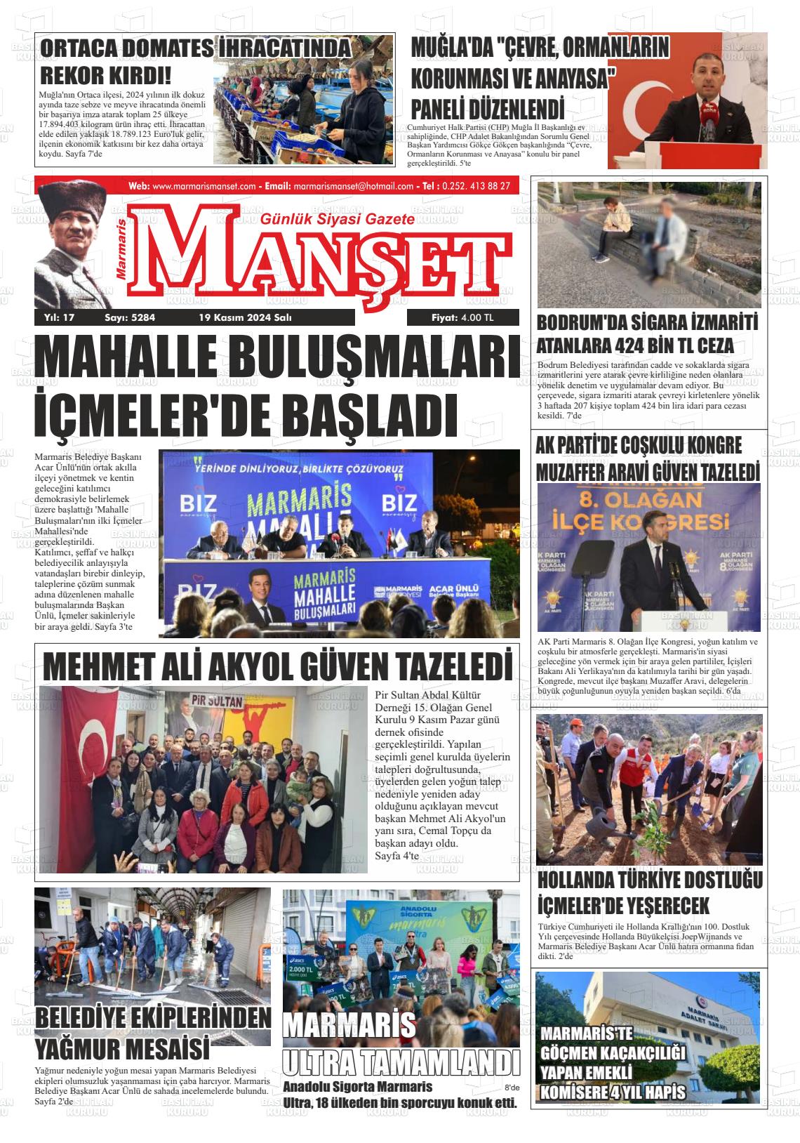 19 Kasım 2024 Marmaris Manşet Gazete Manşeti