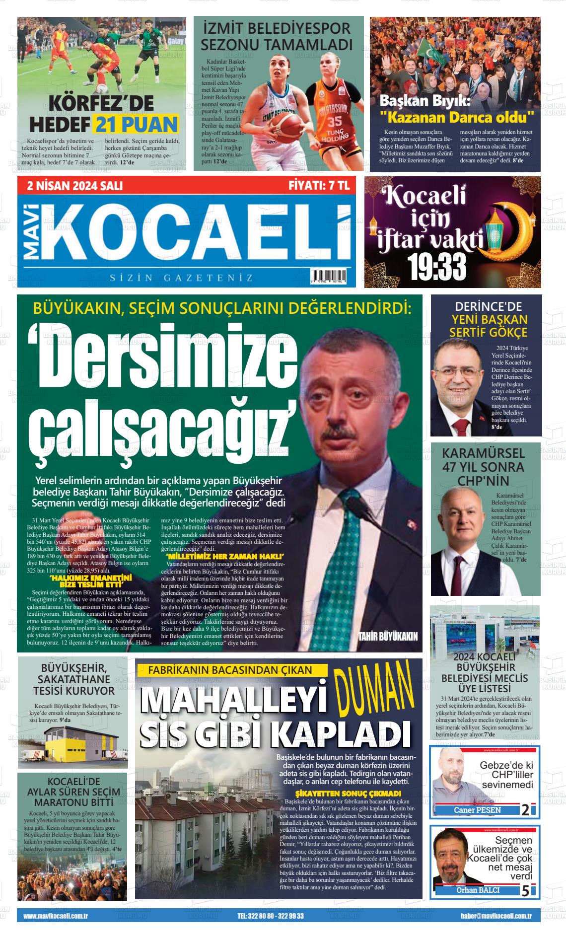 02 Nisan 2024 Mavi Kocaeli Gazete Manşeti