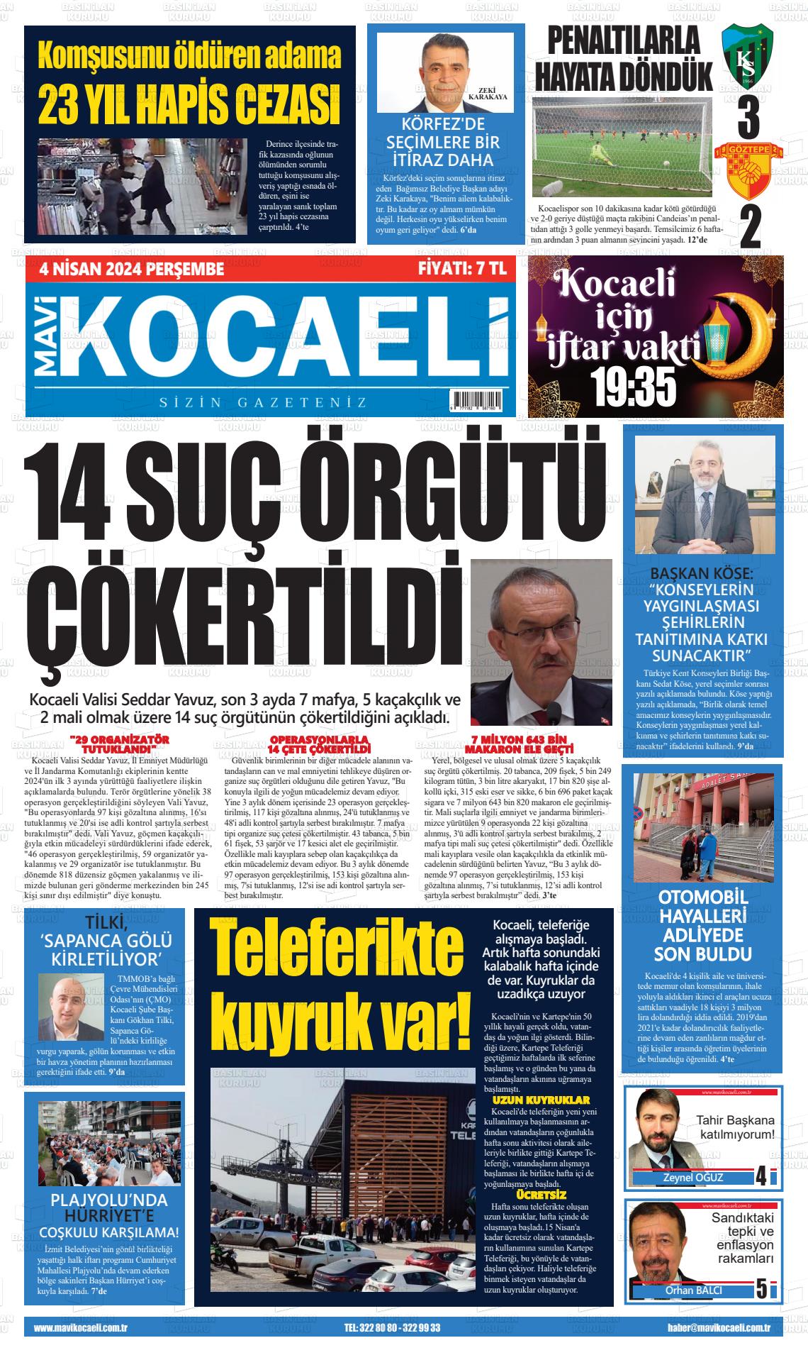 04 Nisan 2024 Mavi Kocaeli Gazete Manşeti