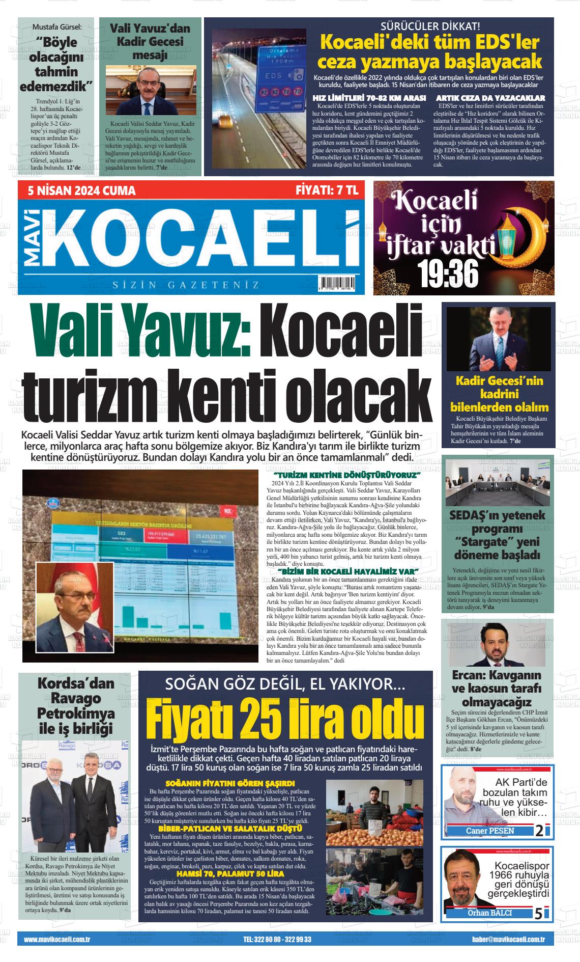 05 Nisan 2024 Mavi Kocaeli Gazete Manşeti