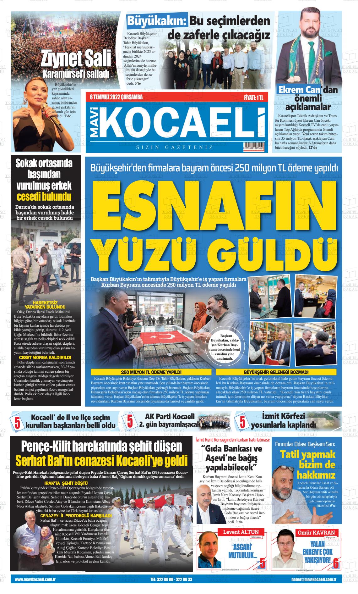 03 Eylül 2022 Mavi Kocaeli Gazete Manşeti