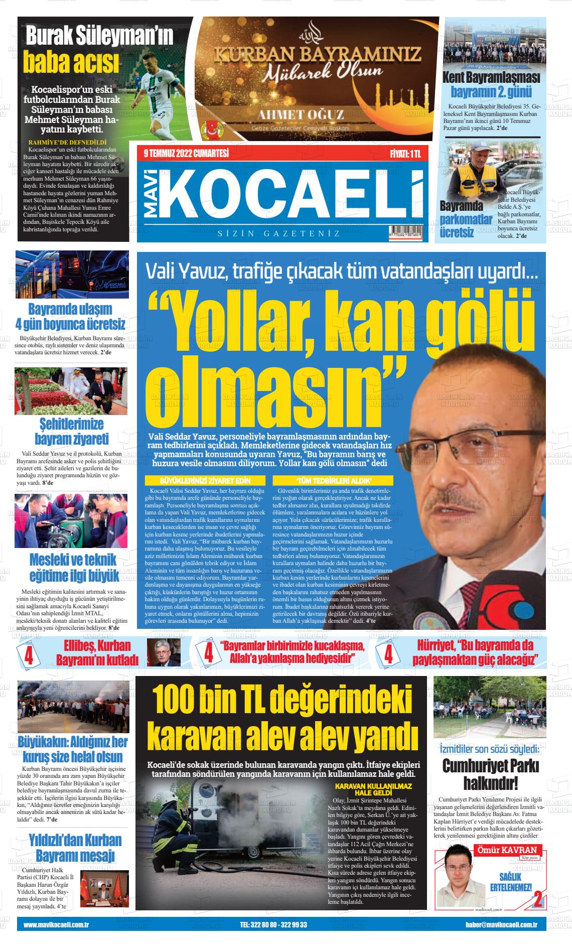 06 Eylül 2022 Mavi Kocaeli Gazete Manşeti