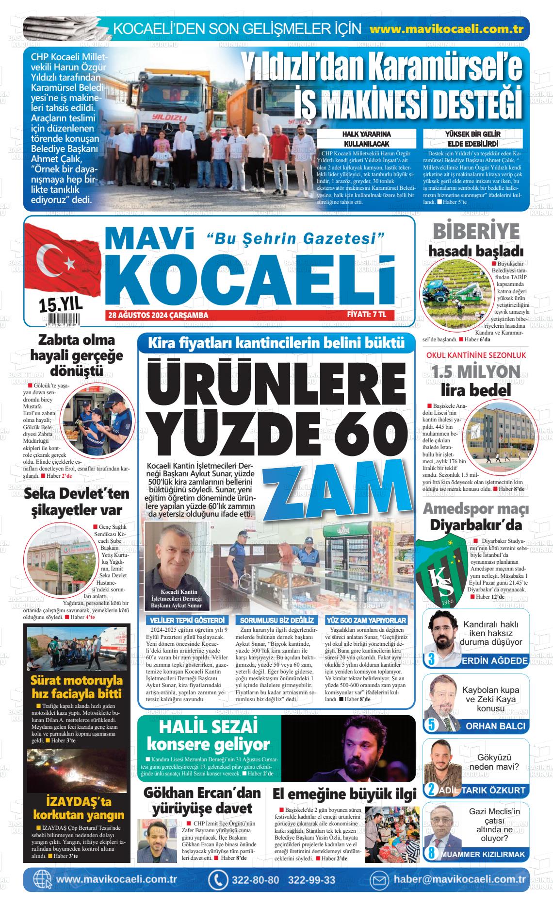 28 Ağustos 2024 Mavi Kocaeli Gazete Manşeti