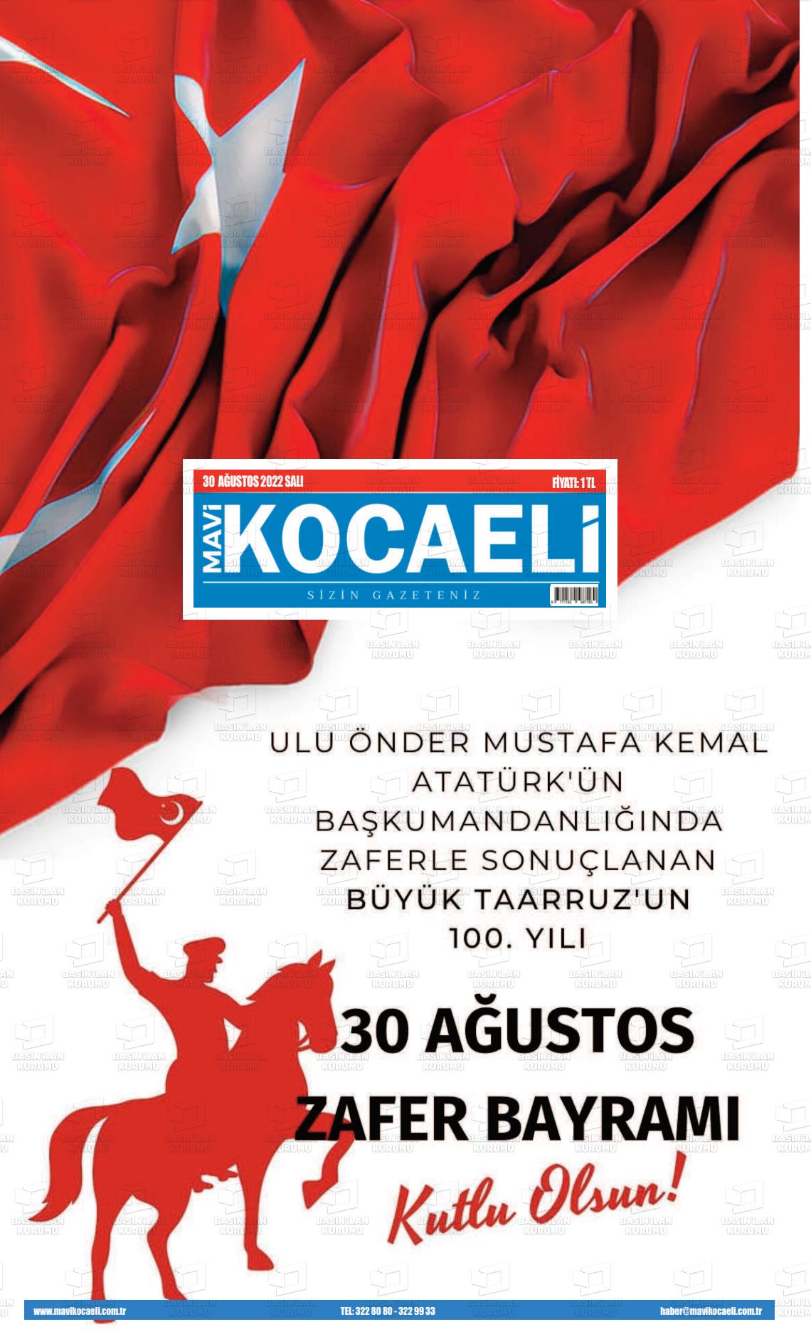 30 Ağustos 2022 Mavi Kocaeli Gazete Manşeti