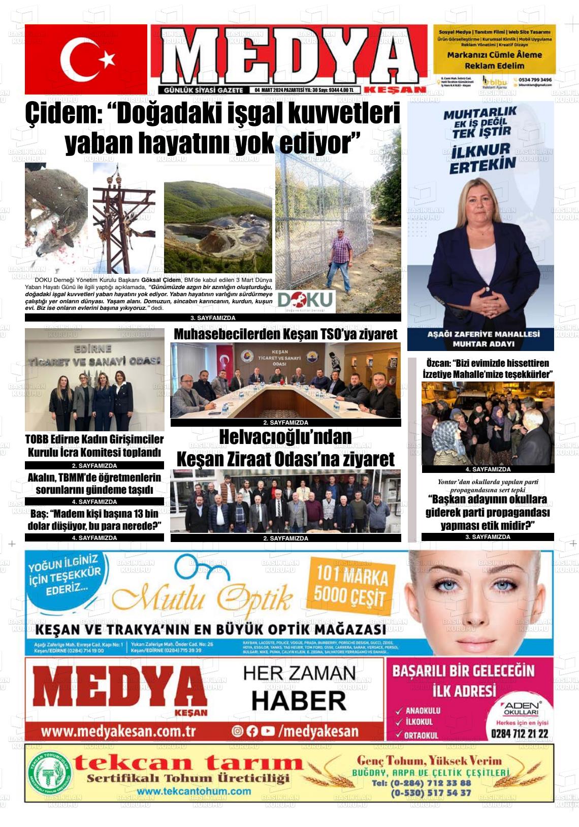 04 Mart 2024 Medya Keşan Gazete Manşeti