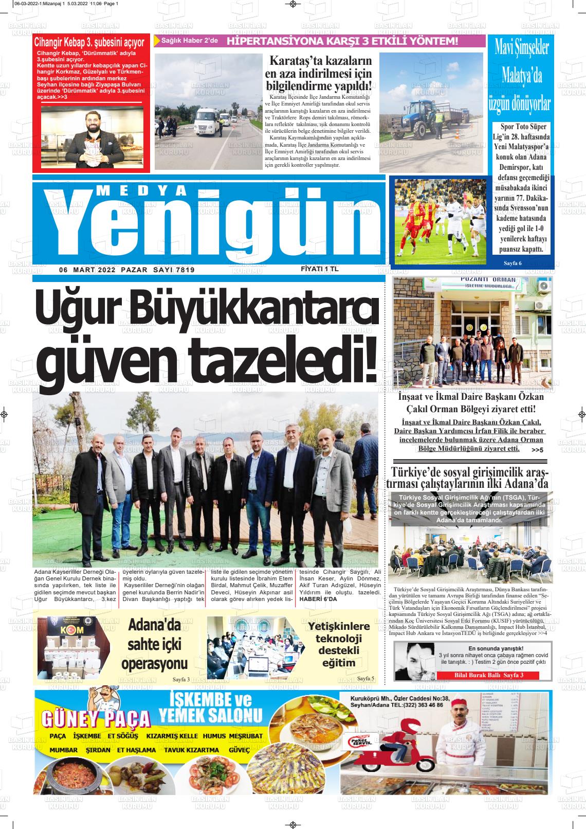 06 Mart 2022 Medya Yenigün Gazete Manşeti