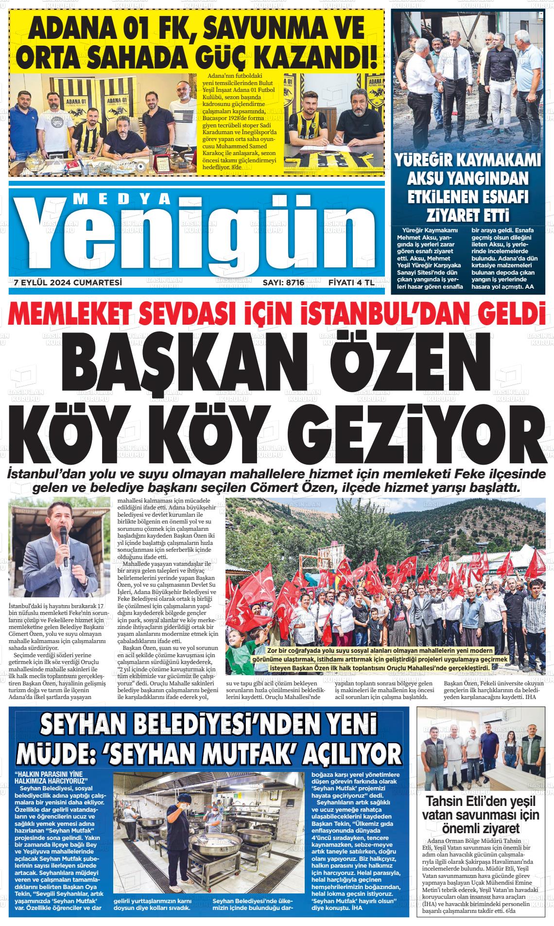 07 Eylül 2024 Medya Yenigün Gazete Manşeti