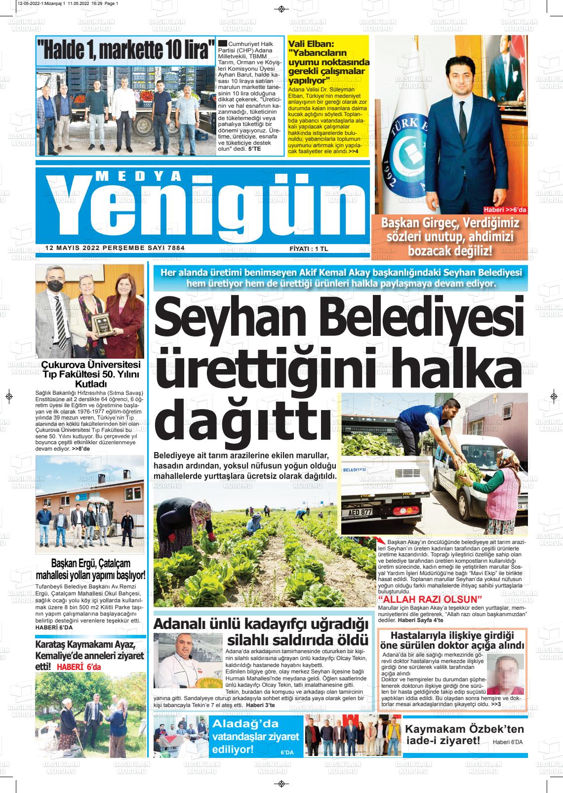 12 Mayıs 2022 Medya Yenigün Gazete Manşeti