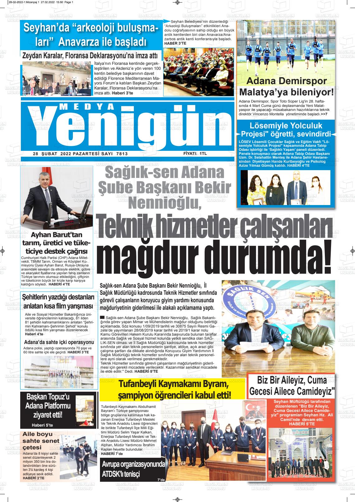 28 Şubat 2022 Medya Yenigün Gazete Manşeti