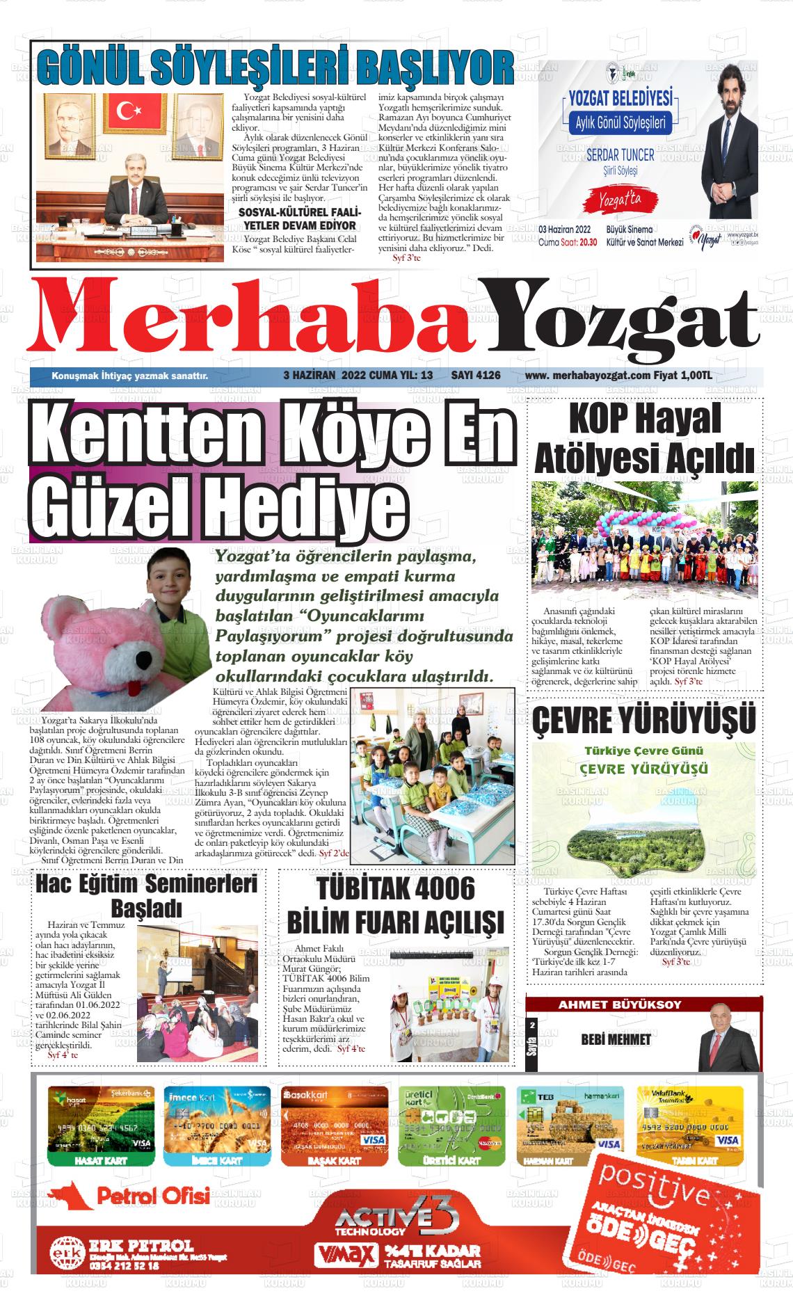 03 Haziran 2022 Merhaba Yozgat Gazete Manşeti